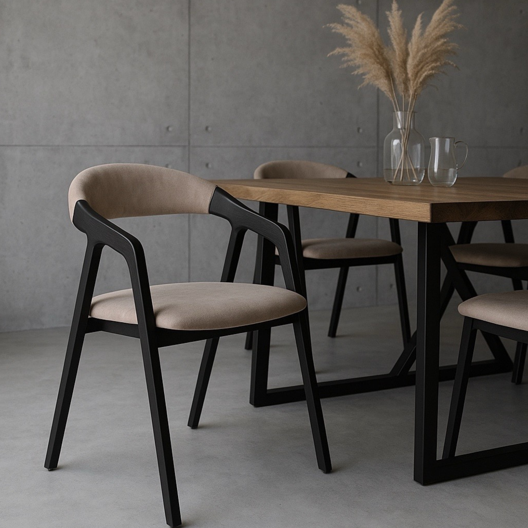 PRODUCENT Krzesło Dębowe KR-201 Tkanina Ciemny Beż